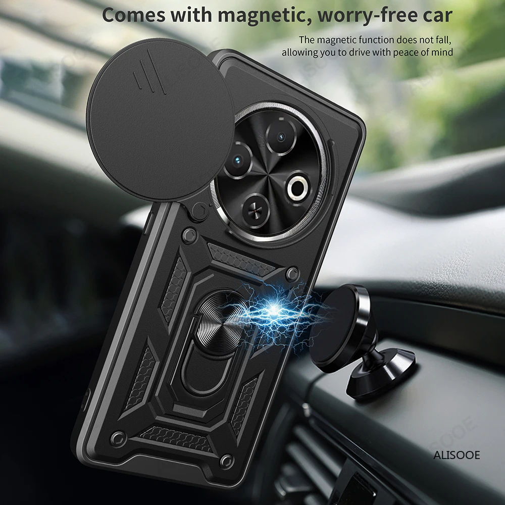 Armor  Slide Camera Lens Protect Ring Stand Back Cover