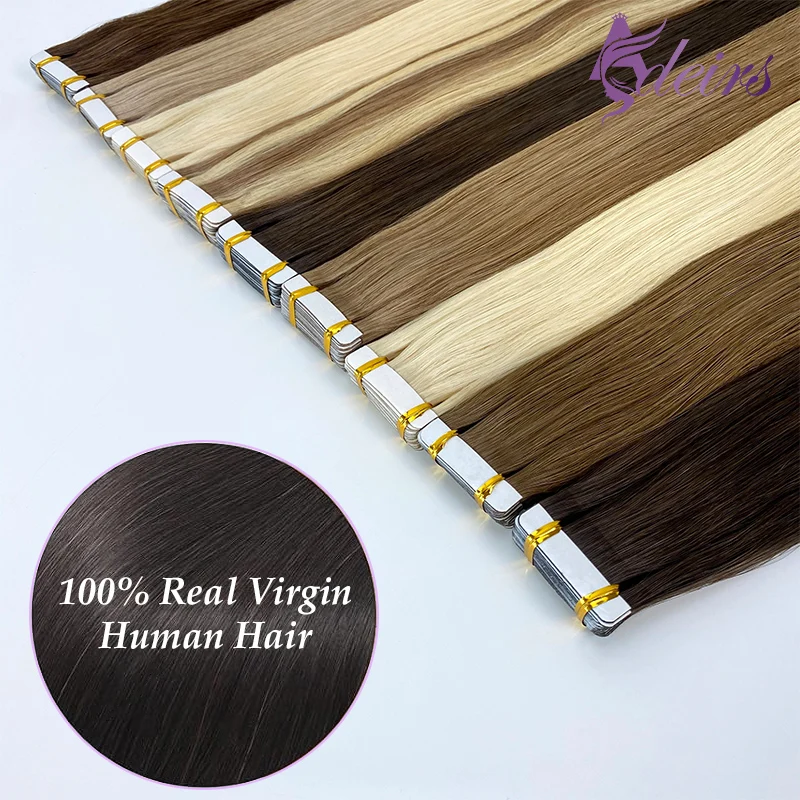 ADEIRS Virgin Hair Tape In Human Hair Extensions Real Natural Extensions Brown Blonde Invisible Tape In Straight