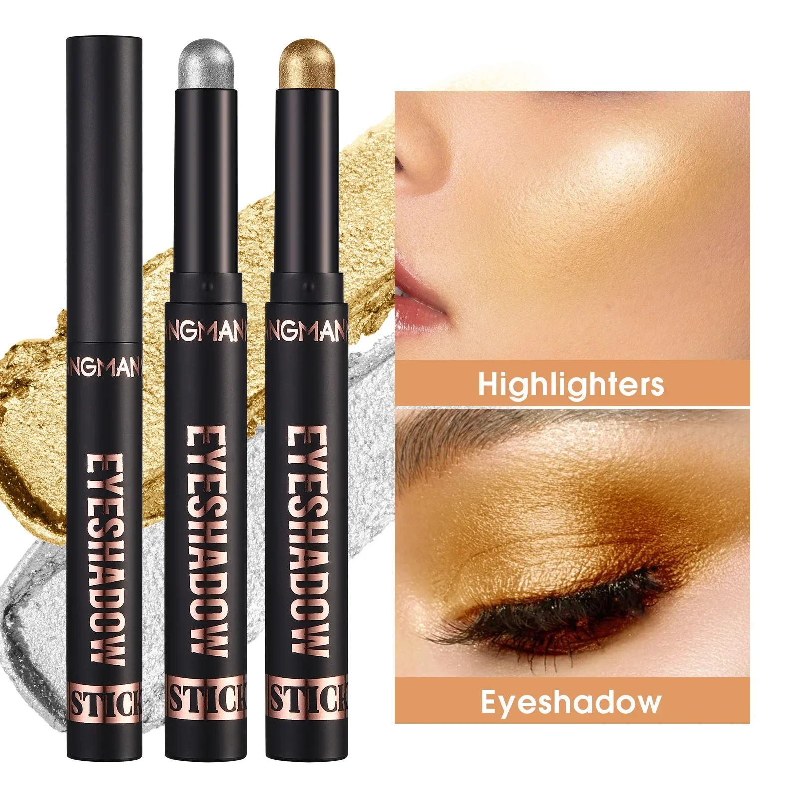Waterproof Pearlescent Matte Eyeshadow Pencil Long Lasting Glitter Shimmer Gold Eye Shadow Pen Eyeliner Stick Eyes Makeup Tools