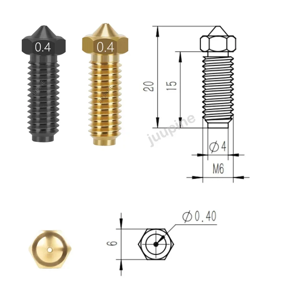 1 Stuk 0.1mm / 0.2mm / 0.3mm / 0.4mm / 0.5mm / 0.6mm / 0.8mm / 1.0mm Extruder Messing Nozzle Geschikt voor E3D V5 V6 Hotend / 1.75mm Filament 3D Printer kopen vanaf een prijs van 0.19