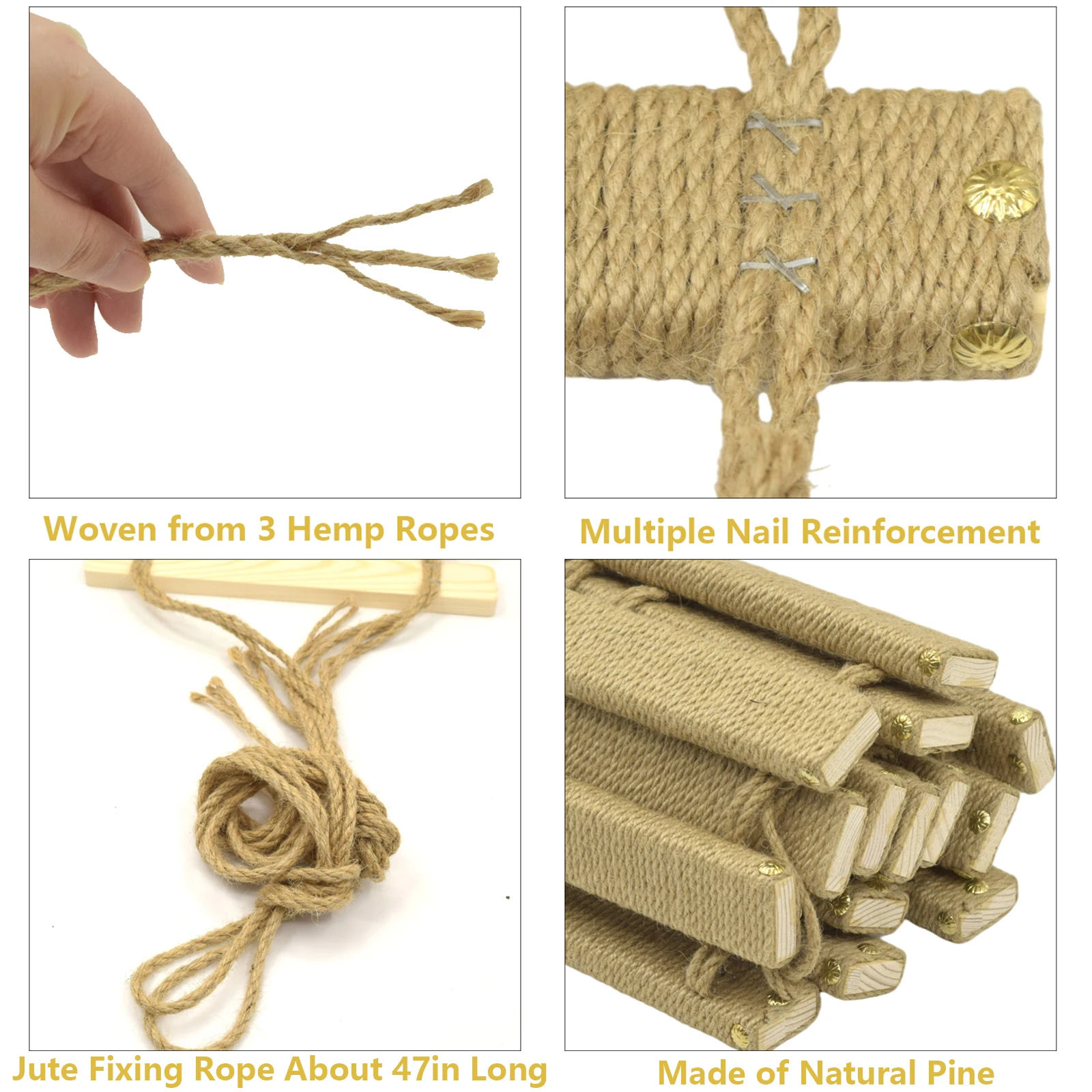 Ponte Per Gatti Da Parete In Legno E Sisal - 90 Cm, Con Rampa Per Arrampicata - Risparmia Spazio - Foto 8