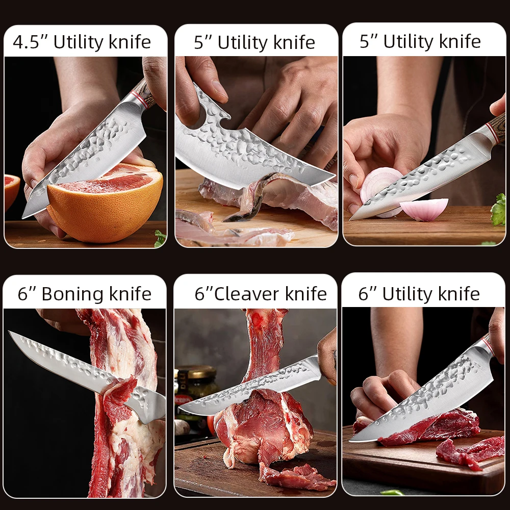 Kitchen Chef Knives Boning Knife Meat Cleaver Knife Hand Forged Hammer Knives Fruit Knife Kitchen Knife Boning for Cooking Tools - 5