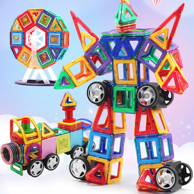 21-180pcs Big Size Magnetic Constructor Magnet Designer Building Blocks DIY Assemble Bricks Educational Toys For Children Gift 1