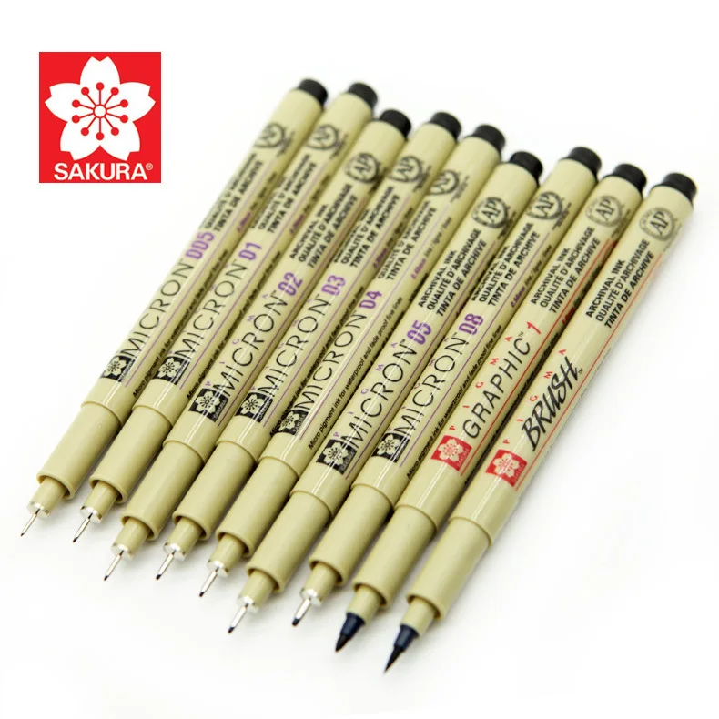 Pigma Micron Pen Neelde Soft Brush Drawing Liner Pen Set Brush Art Markers 2