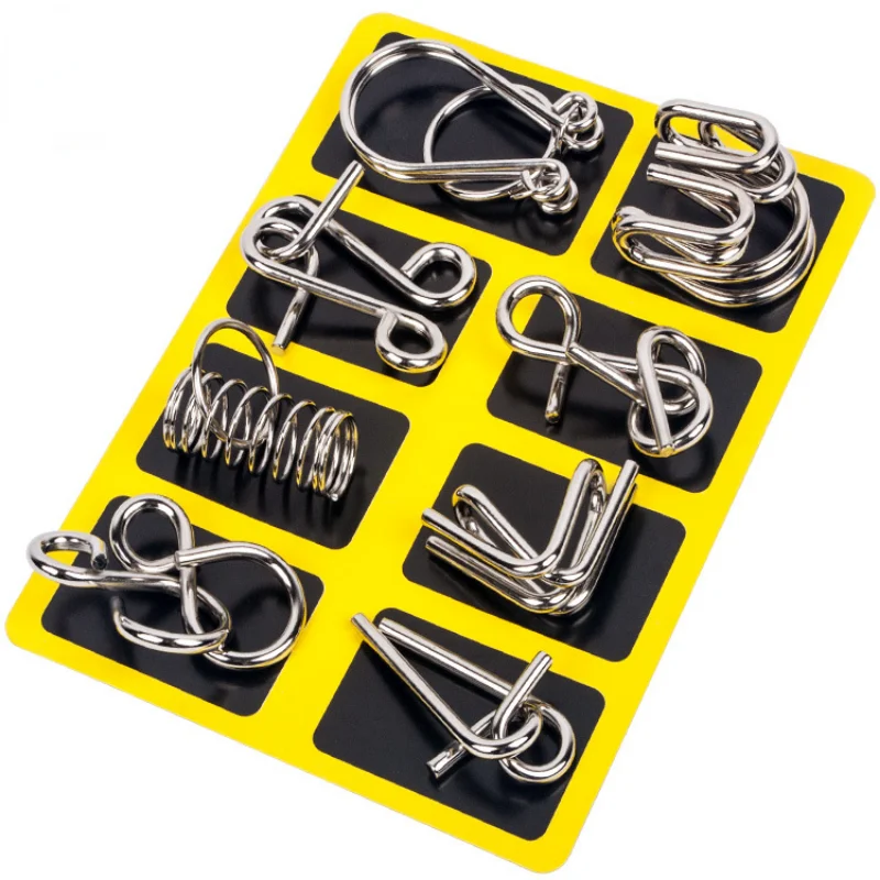 Nuovo 8 Pz/Set Metallo Puzzle Montessori Wire Iq Mind Rompicapo Puzzle Bambini Adulti Gioco Interattivo Reliever Giocattolo Educativo