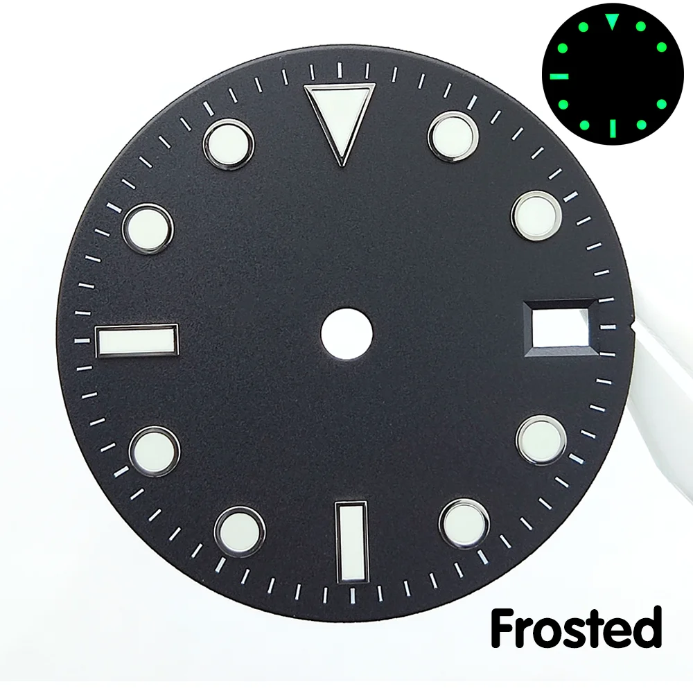 NH35 dial 28.5mm dial frosted/glossy watch for NH35/NH36 movement watch replacement parts blue/green luminous dials