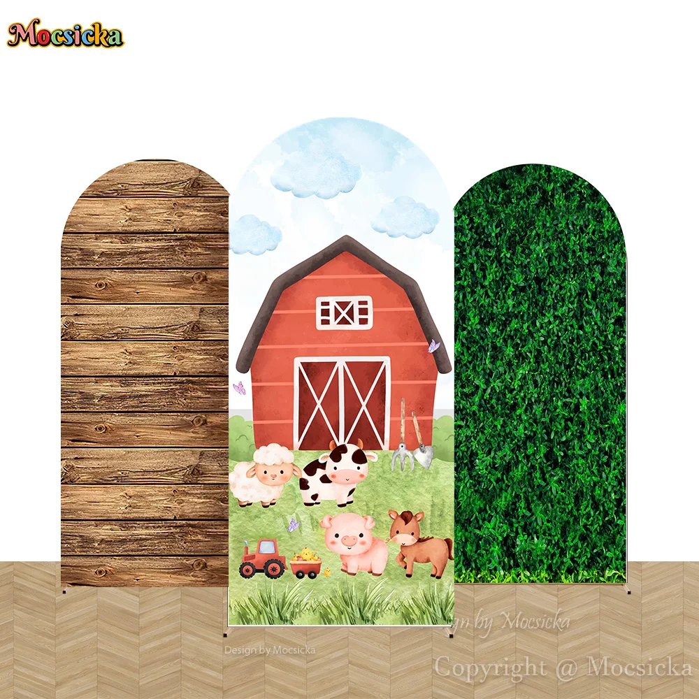 Mocsicka fazenda celeiro arco capa pano de fundo fotografia para o bebê  mostrar grama verde animal fundo 2 lados personalizado aniversário  photozone - AliExpress, image size:1000x1000