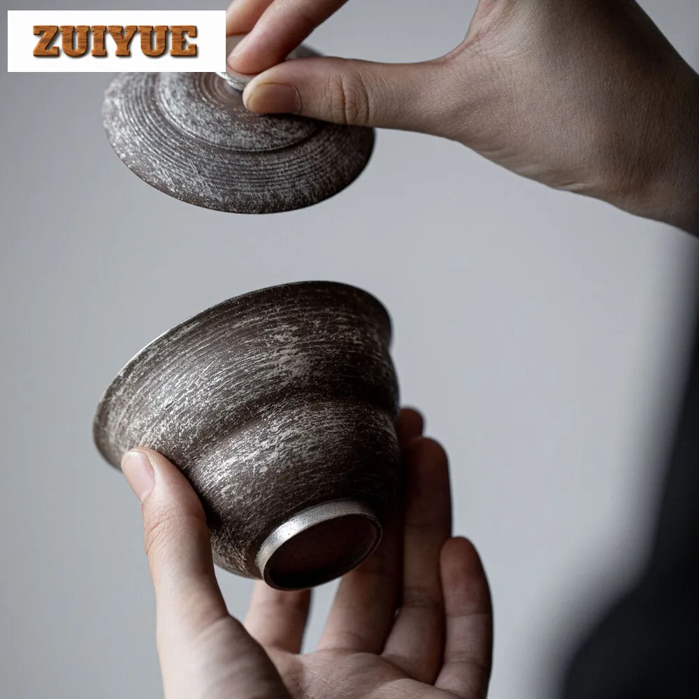 150ml Handmade Gilt Silver Cover Bowl Household Anti Scald Gourd Gaiwan Creative Tea Tureen Tea Maker Ceremony Collection