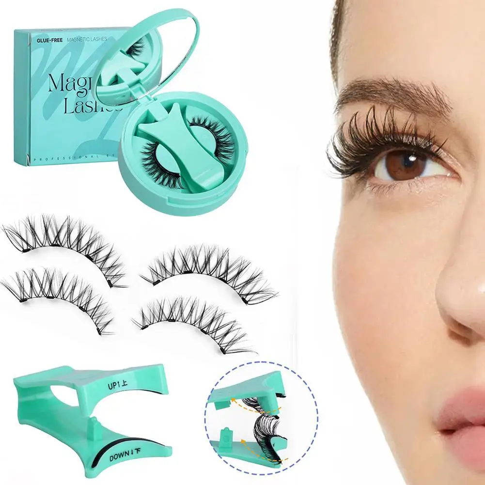 Magnetic Fake Eyelashes Set Reusable 3D Glue-free Waterproof Natural False Eyelashes With Travel-friendly Applicator