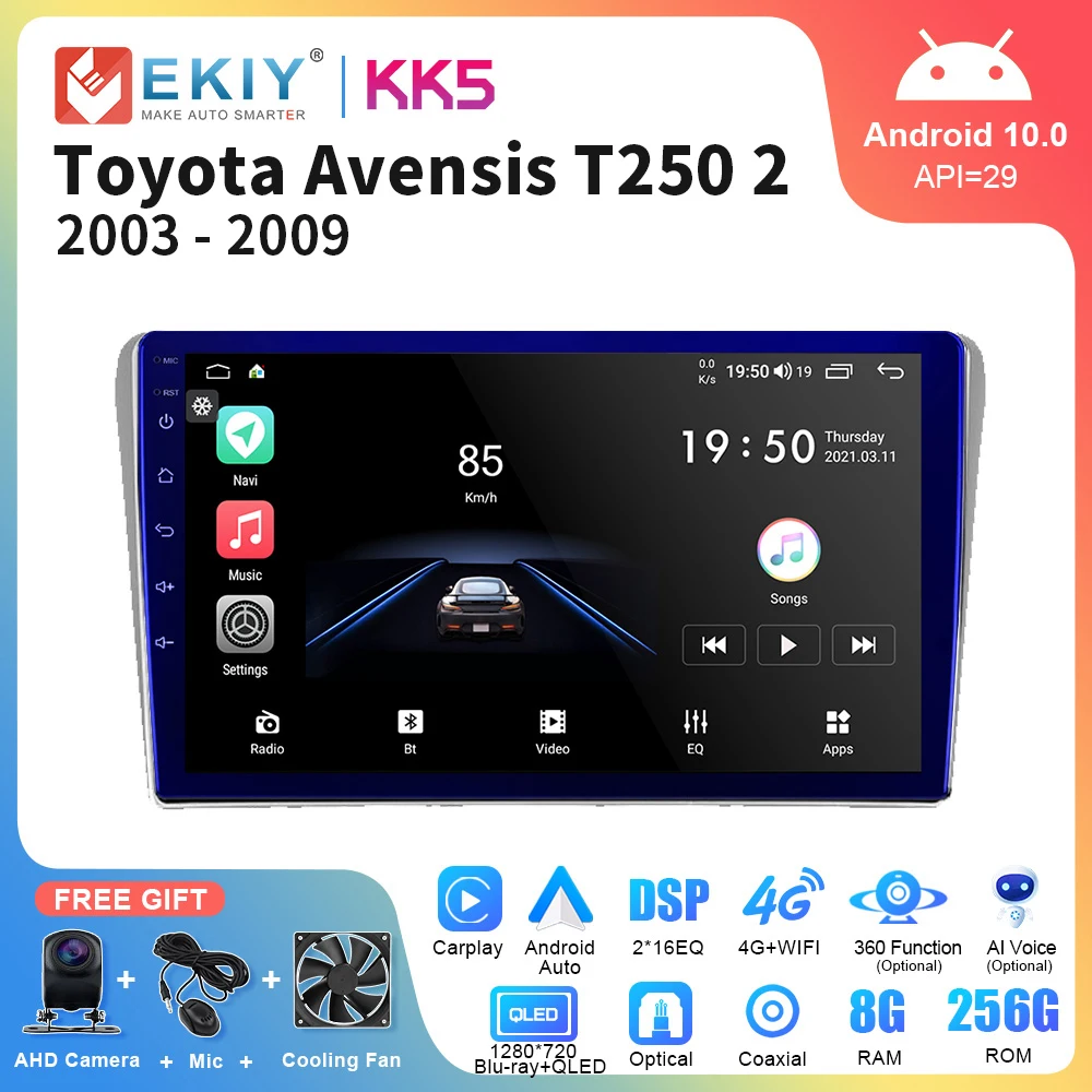

EKIY KK5 Android 10 Car Radio For Toyota Avensis T250 2 II 2003-2009 Stereo Carplay Multimedia GPS Navi DSP Autoradio Head Unit