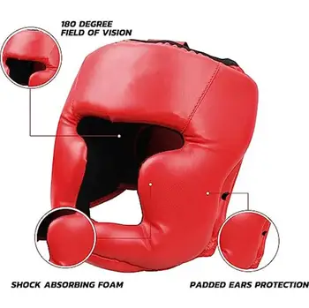 Boxing Headgear Protective PU Helmet for Adult Kids Muay Thai Martial Taekwondo W/mask for Wrestling Boxing Protective Equipment 4
