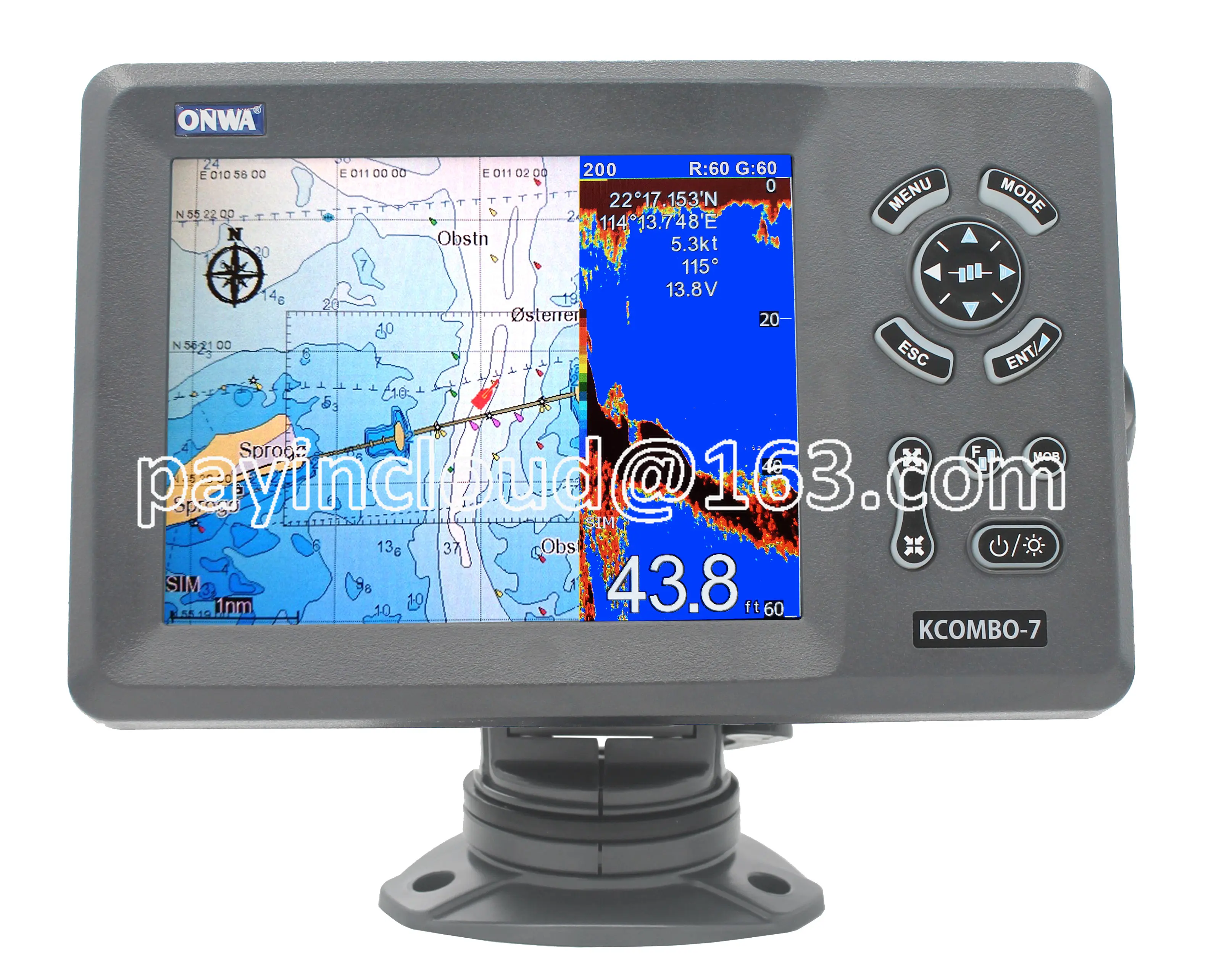 LCD GPS plotter Combo with Fishfinder GPS +FISH FINDER ONWA KCombo