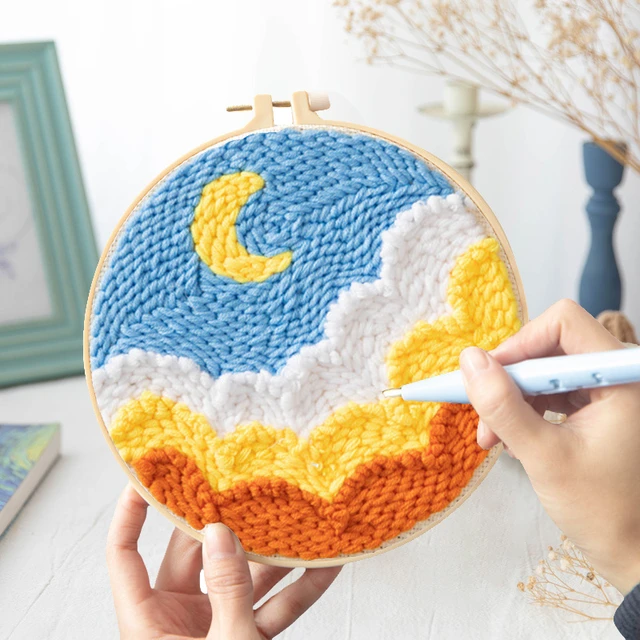 Moon Punch Needle Kits for Beginners Soft Yarn Punch Needle Embroidery Kit  Cartoon Animals Pattern Embroidery Set - AliExpress