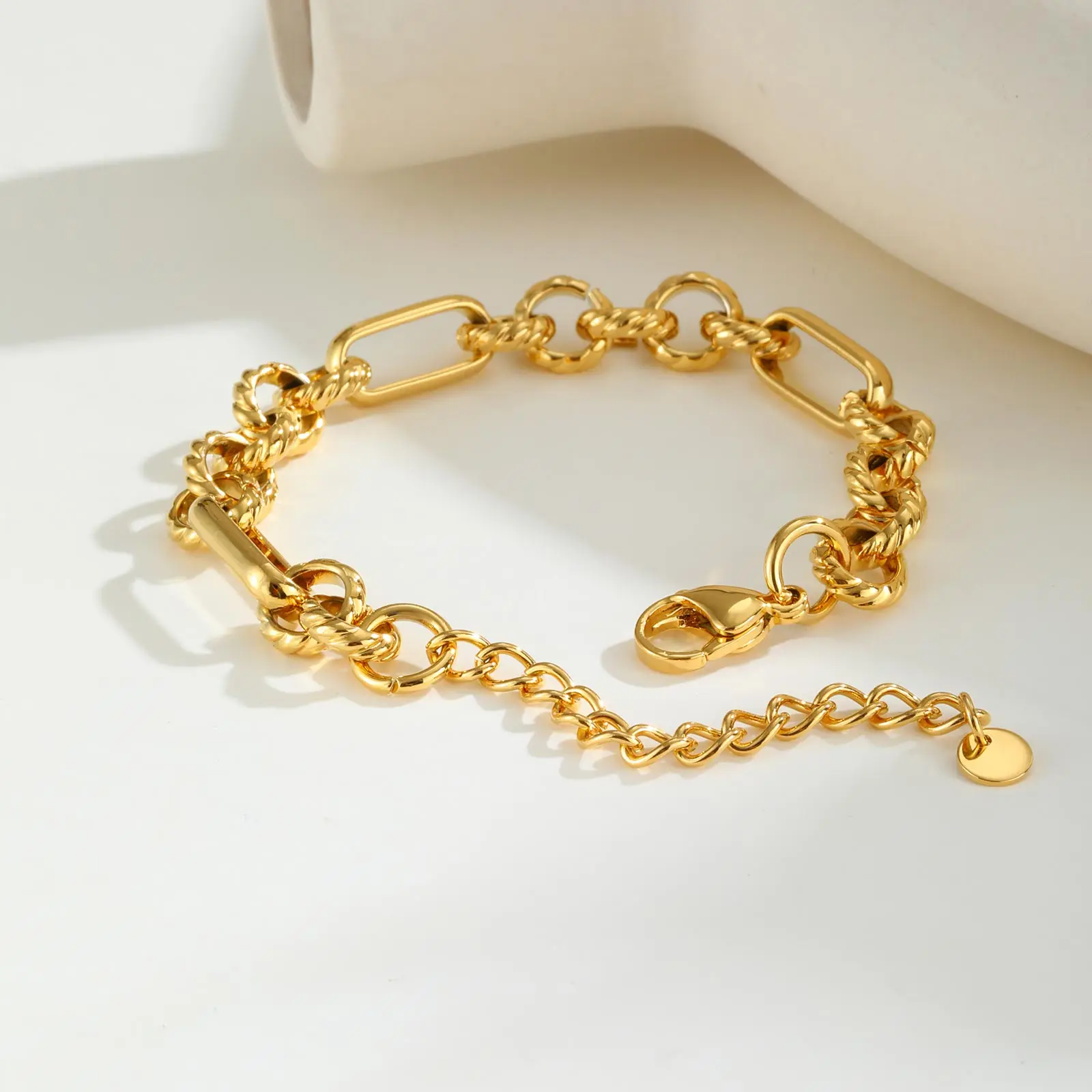 Edelstahl Twist Texture Chunky Chain Halskette Armband für Frauen Wasserdicht Mode 18K vergoldet Luxus Schmuck Geschenk – Detail 7