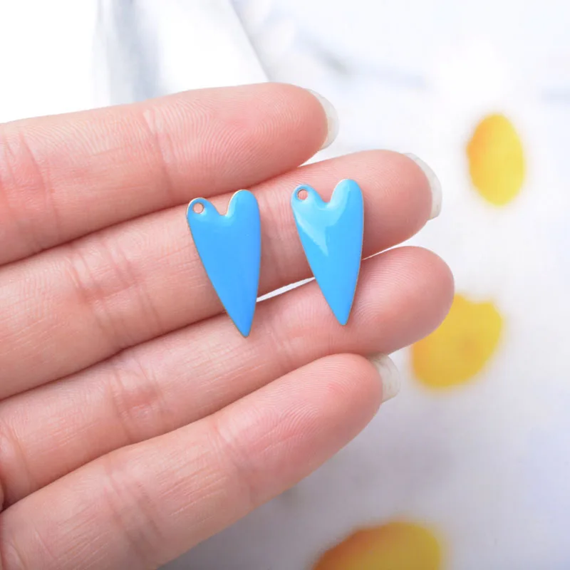 20pcs Copper Enamel Heart Charms