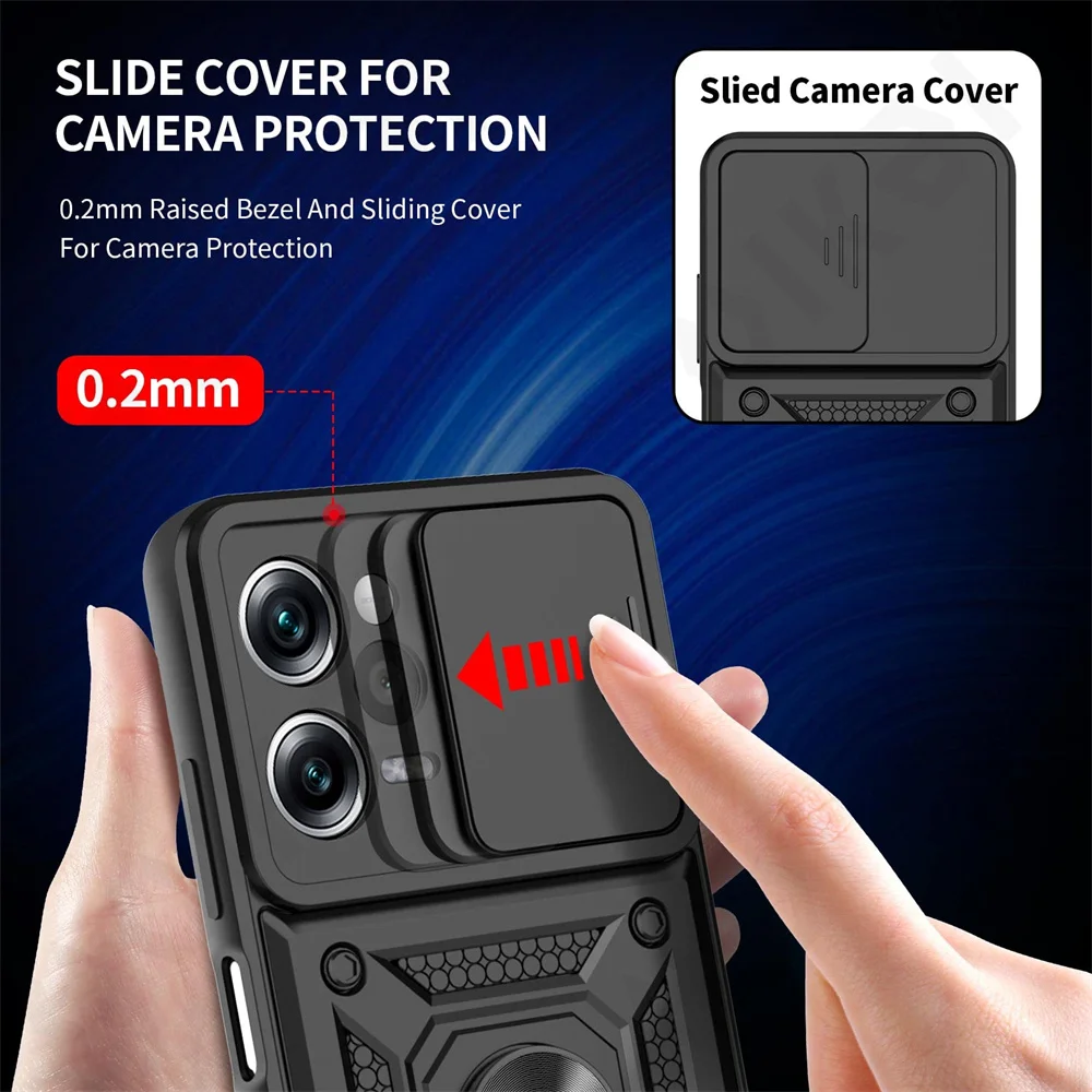 Capa For Poco X5 Pro 5g Case Slide Camera Protect Cover For Xiaomi Poco X5  X4 X3 M3 M4 F3 F4 Gt 12t Redmi Note 12 Pro Plus 11 10 - Mobile