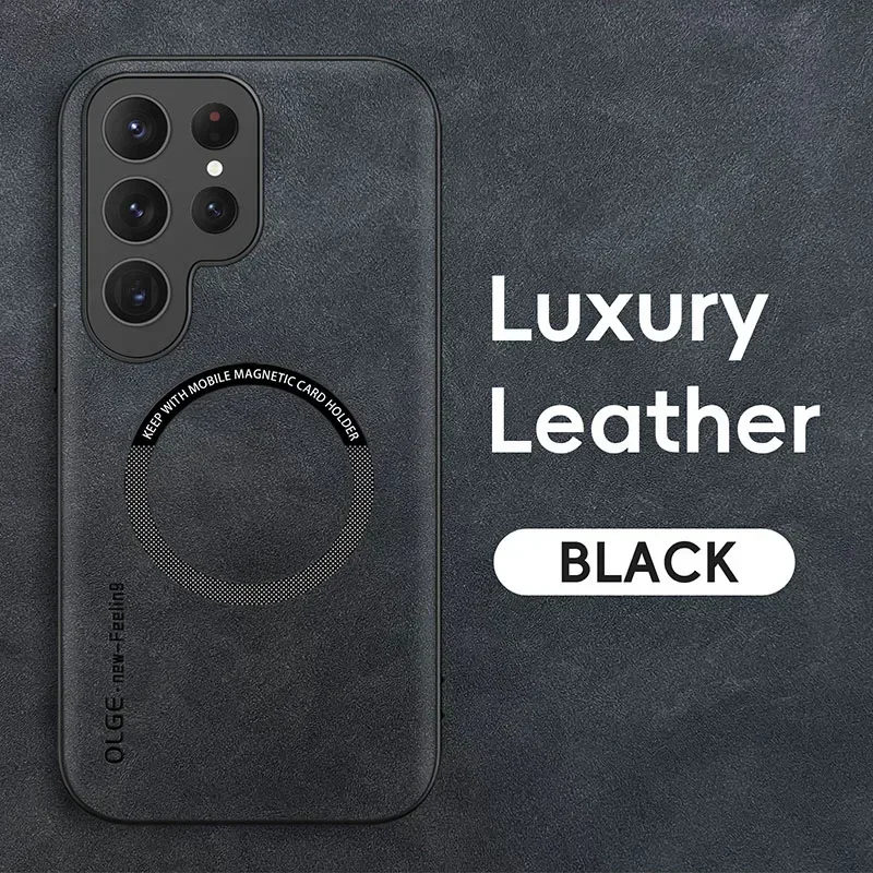 OLGE Sheepskin Vintage Magnetic Leather Phone Case with Magsafe Compatibility