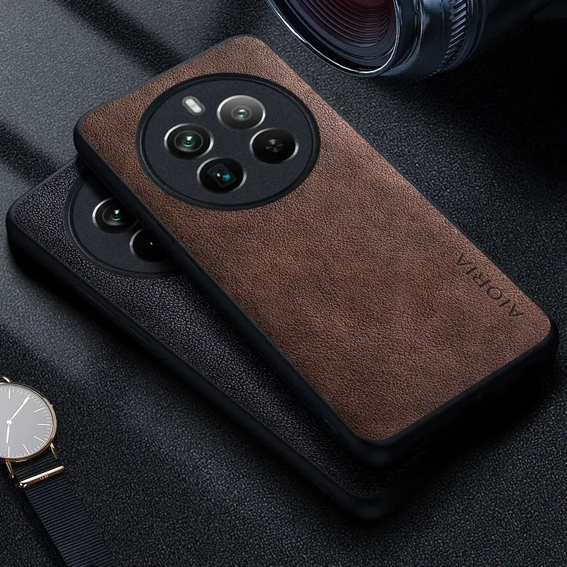 Premium Luxury Leather Business-Style Solid Color Phone Case