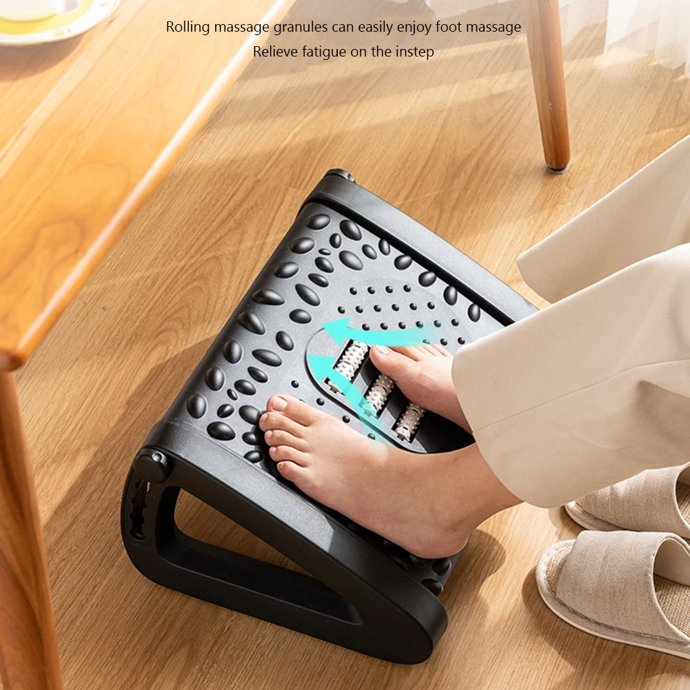Poggiapiedi Ergonomico Regolabile Per Scrivania – 6 Altezze (7,9-18,5 Cm) Con Rullo Massaggiante Per Piedi