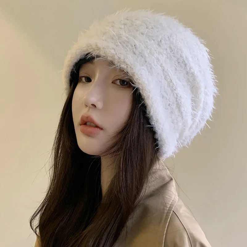 

Little Fresh Sweet Woolen Hat Women's Warm Ear-protection Hat Network Red Pile Pile Hat Knitted