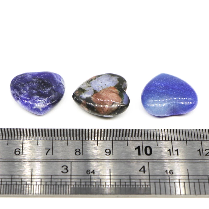 20pcs 20MM Natural Stone Crystal Agates Turquoises Gemstone Love Puff Heart Shaped No Hole Beads For DIY Making Jewelry Wholesal