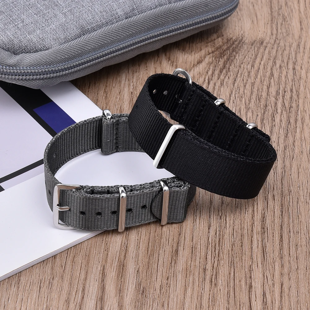 Durable Nylon Watch Band with Silver Buckle - Versatile Sport Strap