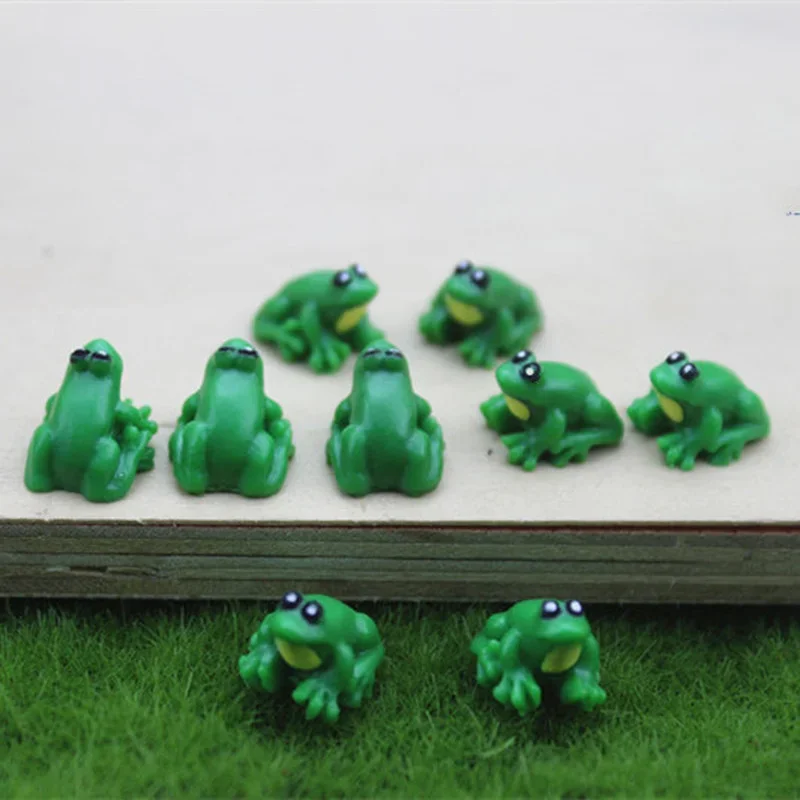 1Set Miniature Frog Ornament Fairy Garden Micro Landscape Mini Dollhouse Bonsai Decor Frog Resin Ornament Crafts Mini Statue