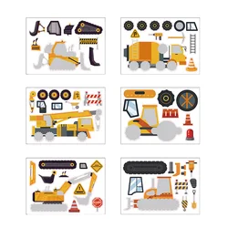 Farm Animals DIY Facial Expression Sticker Set for Kids - Creative Toy Gift (Engineering vehicle)