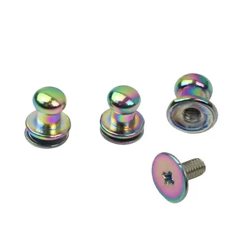 3Pcs 6MM Round Knob Rivets Metal Monk Head Screws Studs Alloy Nail Buckle Button Bag Leather Crafts Hardware Hooks Accessories