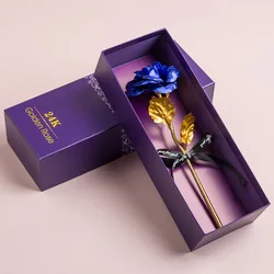 Luxurious 24k Gold - Plated Rose with Elegant Gift Box (Blue)
