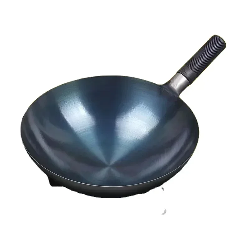 Iron Wok 32/34cm Seasoning Blue Iron Wok Uncoated Nonstick Pot Lightweight Classic Chef Wok Outdoor Kitchen Cookware for Gas Stove