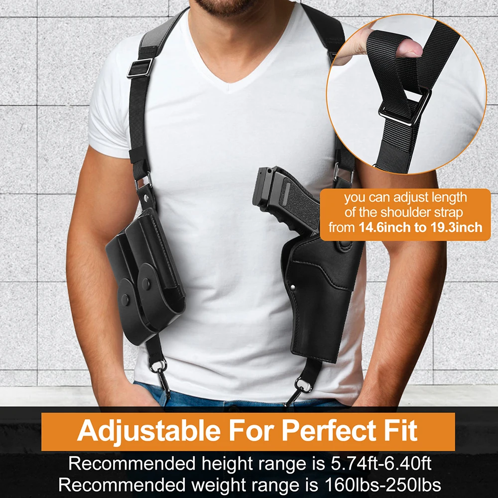 Pistol Holster Tactical Shoulder Underarm Concealed Carry with Double Magazine Pouch for Glock 17/19 Sig Sauer P320