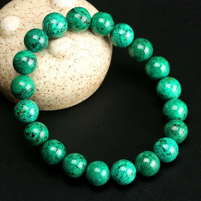 

Genuine Natural Blue Malachite Azurite Power Bracelet Round Beads Woman Men Green Azurite Bracelet 8mm 10mm 12mm 14mm AAAAAA