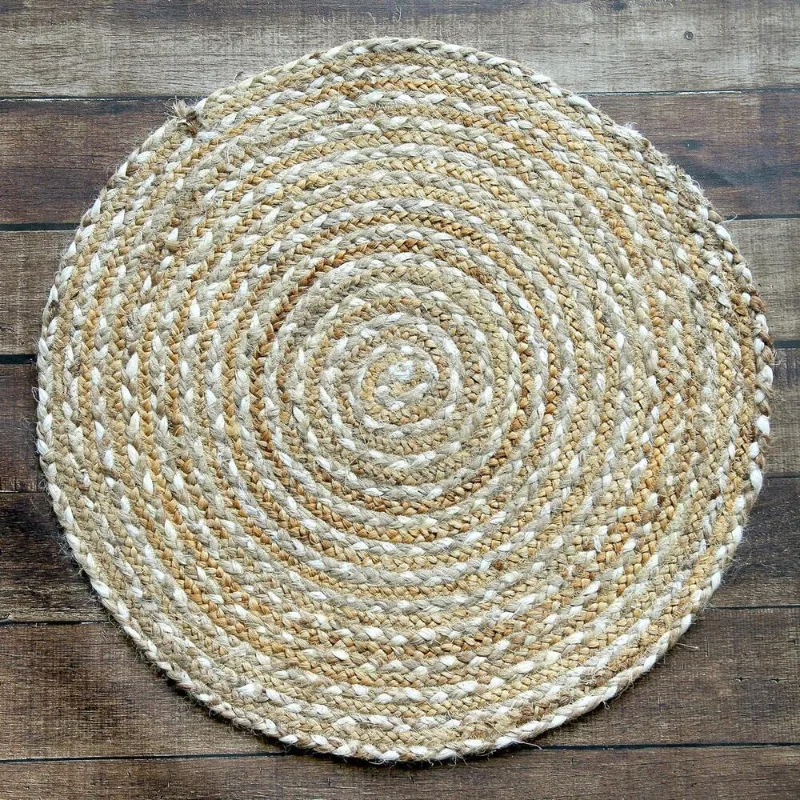 

Rug 100% Natural Braided Jute Cotton Handmade Reversible Rustic Look Modern Rugs Look Rug Bedroom Decor