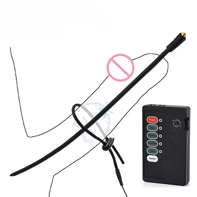 Electric Shock Silicone Urethral Catheter Sounds Sex Toys For Men Cock Rings Penis Plug Physical Therapy Massage Sex Products