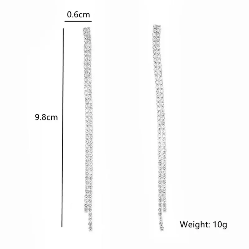 Fashion Long Tassel Rhinestone Drop Earrings for Women Green Blue Gold Silver Color Crystal Dangle Earring Party Wedding Jewelry dangle earrings drop earrings long earrings crystal tassel earrings crystal earrings