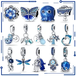 Charms 925 Original Light Bulb Chameleon Blue Series Pendant Bead Fits Pandora Bracelet Women Silver DIY Jewelry Gift 2023 Hot