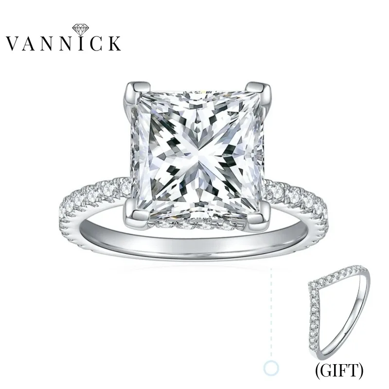 

VANNICK 5CT принцесса, вырезанная лампочка, серебро 925 пробы, 18K золото, все драгоценности, свадебные украшения