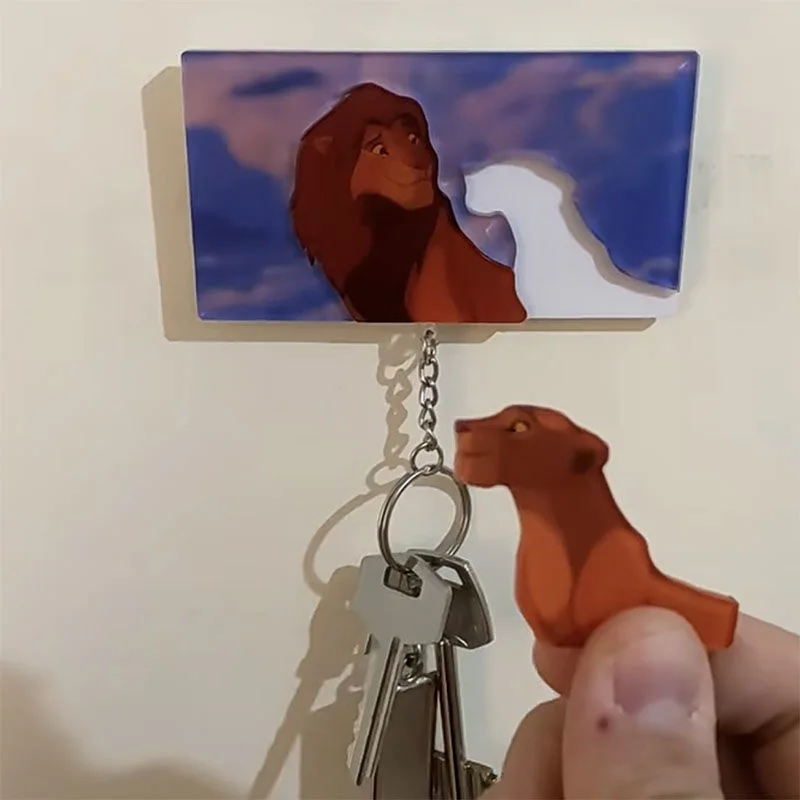 Disney Lion King Key Holder New Couple Keychain Hanger Wall Home Decor Key Pendant Backpack Key Ring Storage Rack For Lover Gift 4
