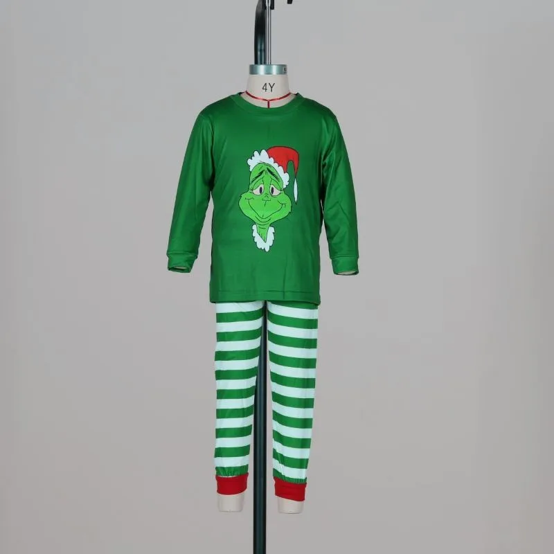 Xmas Matching Family Pajamas Elf Set 2025 Xmas Green Cotton Print Pjs Adult Child Clothing Outfit set Baby Jumpsuit+Dog Clothes 2