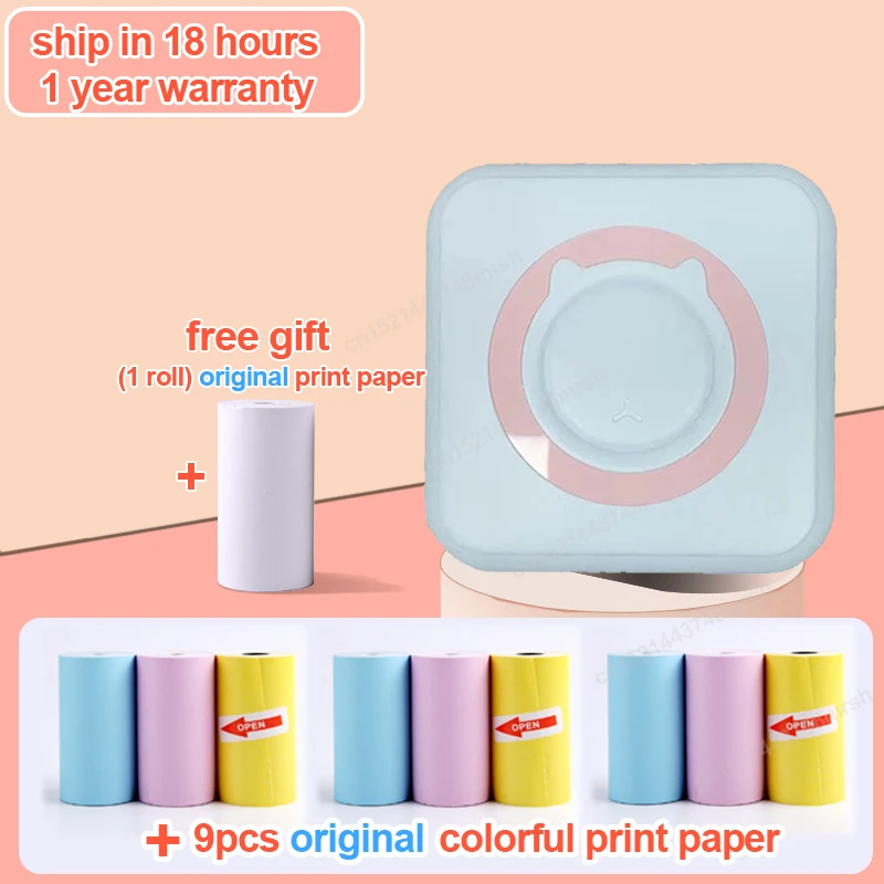 bluetooth pocket printer Mini Portable Thermal Printer Paper Photo Pocket Thermal Printer Printing Wireless BT Connect Printers 200dpi Photo Lable pocket printers Printers