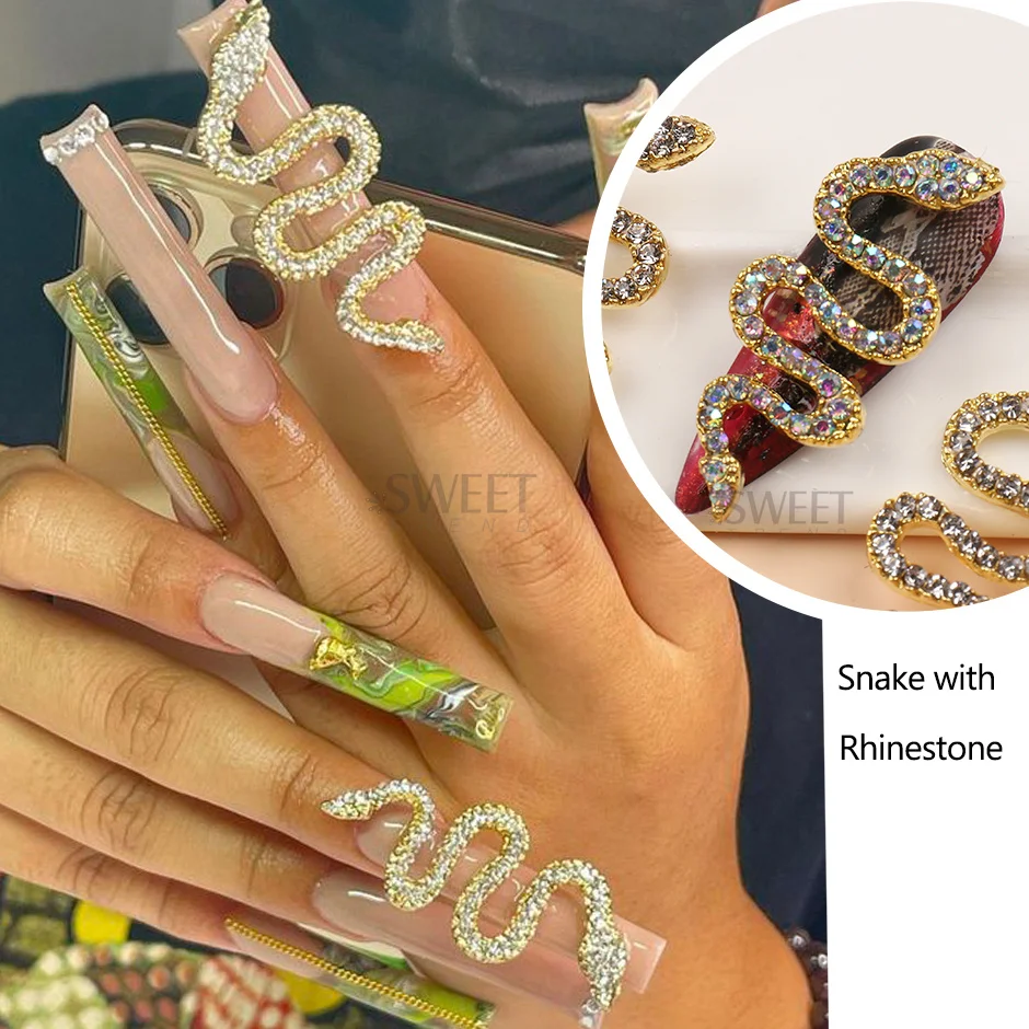 Rhinestones Nail Snake | 3d Nail Art Charms Jewelry | Snake Rhinestone  Charm - 5pcs - Aliexpress