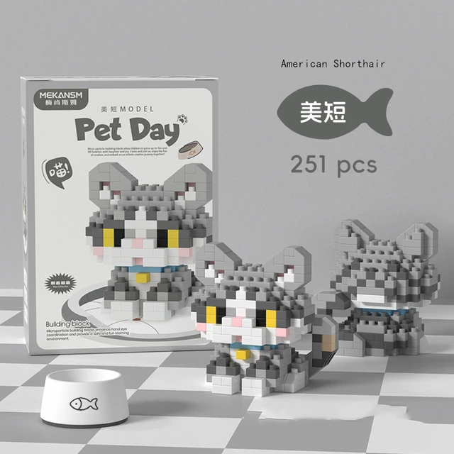 Pet Dog Animal Cat Building Blocks Border-Collie Corgi Schnauzer Small Micro Bricks Ragdoll Siamese Devon Rex Shorthair Brick 5