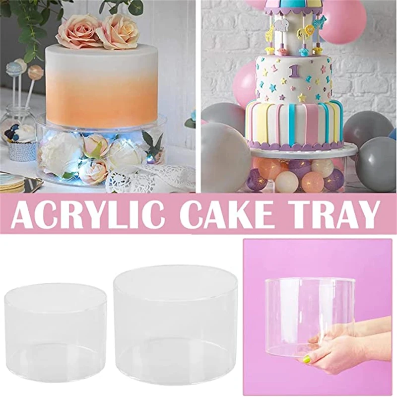 Transparent Round Acrylic Cake Display Board Cake Edge Smoother Scraper Cake Tray DIY Round Decoration Cake Board Base Cake Tool