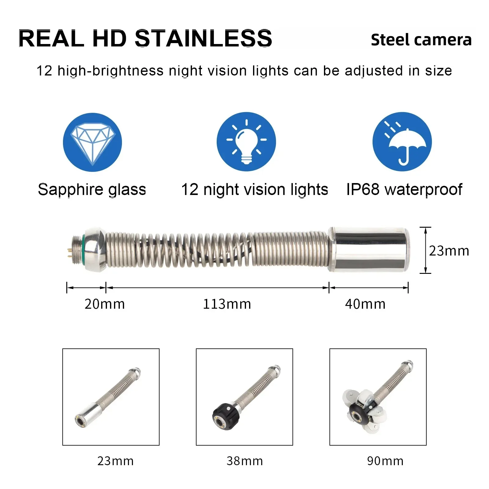 Sewer Pipe Inspection Camera Head 23MM 512HZ Sonde Transmitter+Self Leveling Balancig Drain Industrail Endoscope Waterproof IP68 5