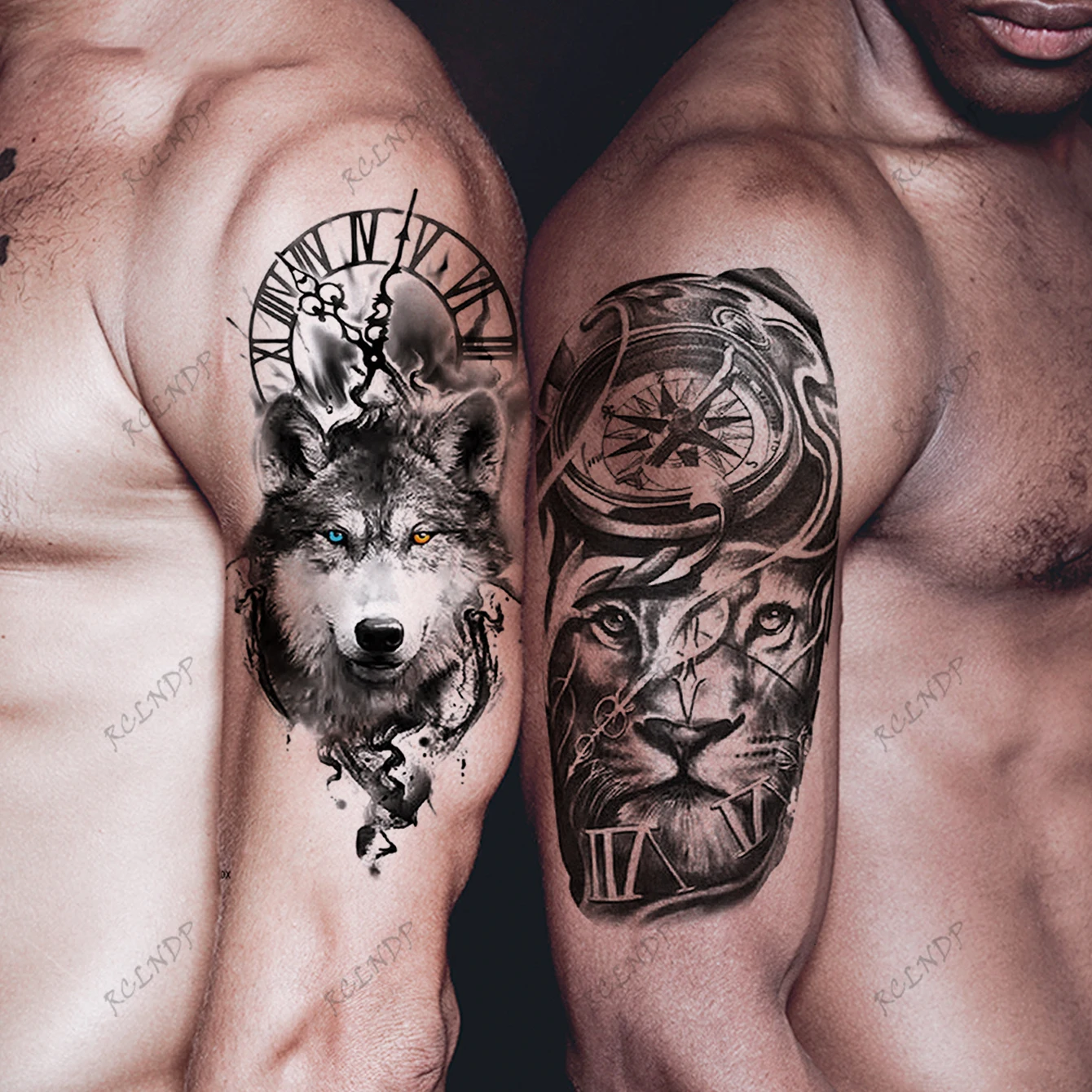 10er Set Wolfskopf Tattoo Aufkleber – Temporäre Tattoos Für Arm & Haut | Domineering Flower Design