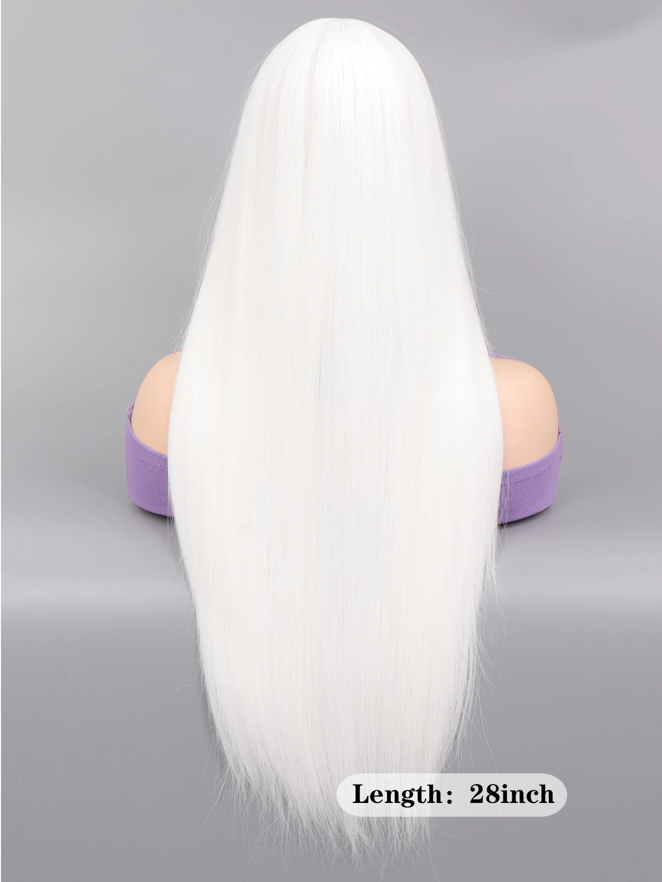 long Straight Wigs for Women with Bangs White Natural Synthetic Hair Wig Daily Cosplay Heat Resistant