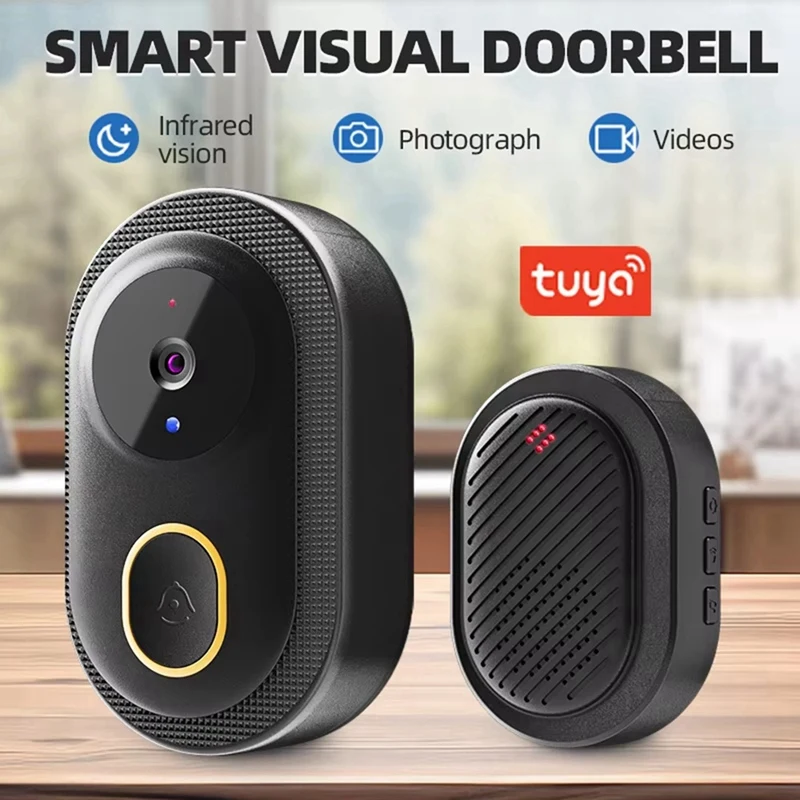 LICG-Tuya Wifi Video Doorbell Wireless HD Camera IR Alarm Security Smart Home Wifi Intercom Door Bell Camera For Home