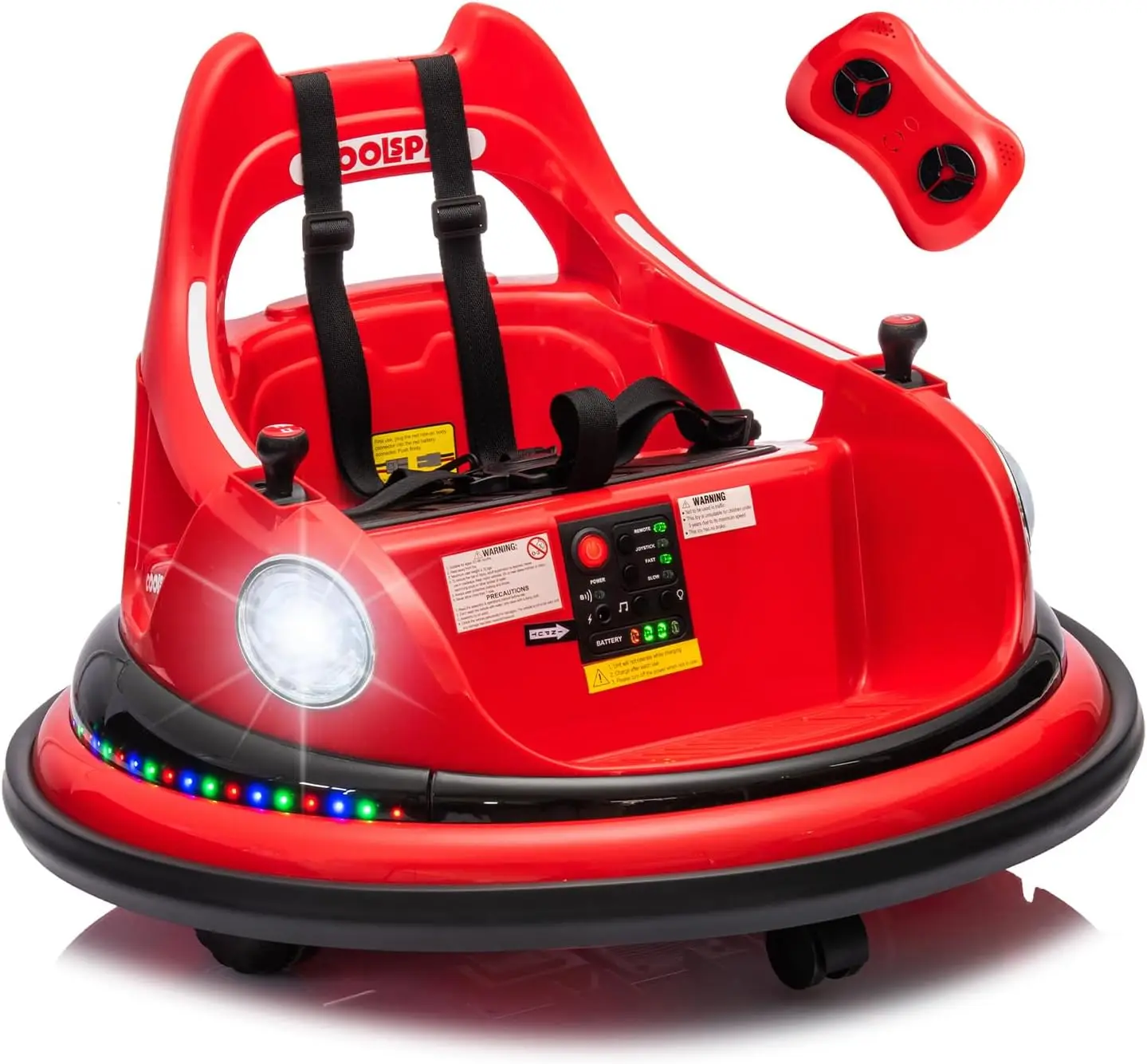 Bumper Car for Toddlers W/Remote Control, Electric Ride On Car with LED Lights & 360 Degree Spin, Bluet