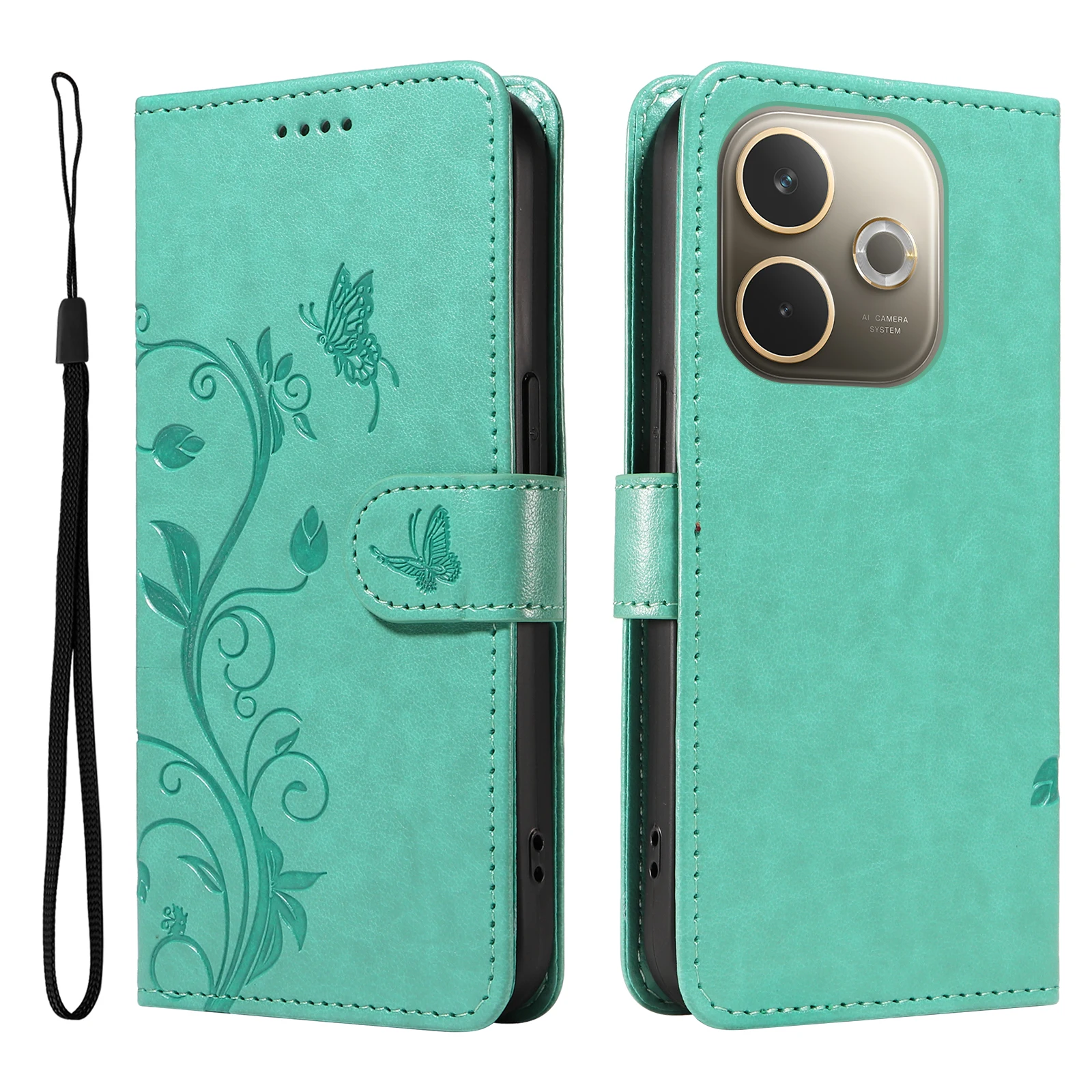 Leather Wallet Phone Case with Card Holder and Flip Cover Design